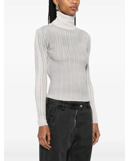 Paloma Wool White Open-Back Cable-Knit Jumper