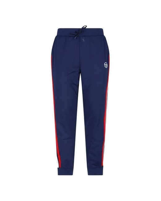 Sergio Tacchini Blue Logo-Print Side-Stripe Track Pants for men
