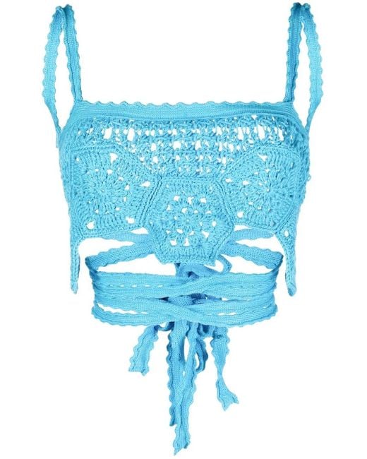Alanui Blue Blooming Flowers Top