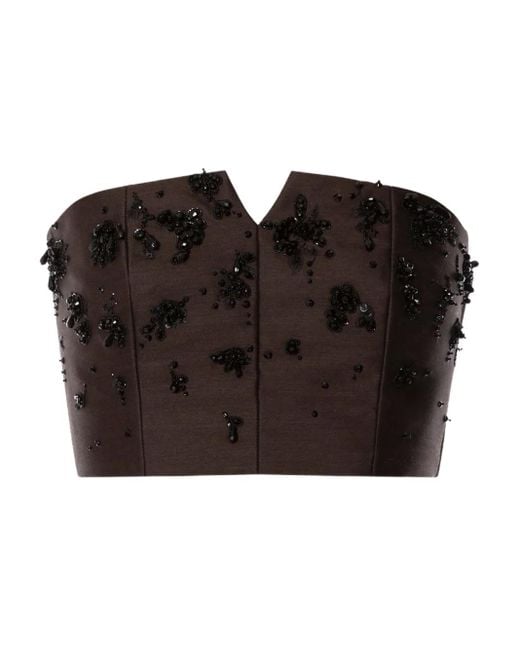 Alberta Ferretti Black Sequin-Embellished Corset Top