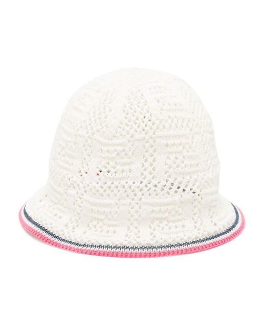 Fendi White Crochet-knit Bucket Hat