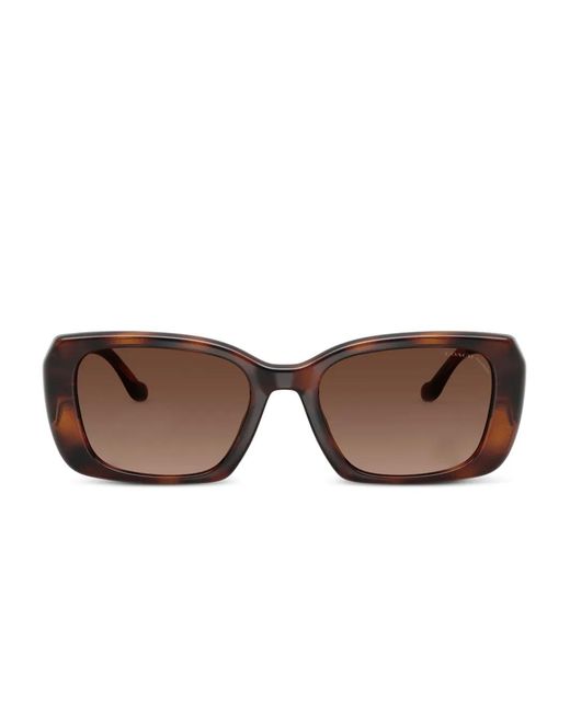 COACH Brown Maxi Sculpted C Logo-Plaque Rectangle-Frame Sunglasses