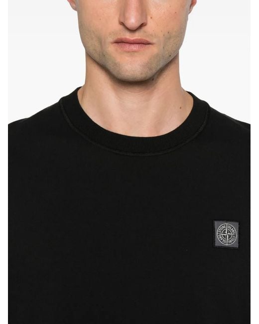 Stone Island Black Compass-Patch Long-Sleeve T-Shirt for men