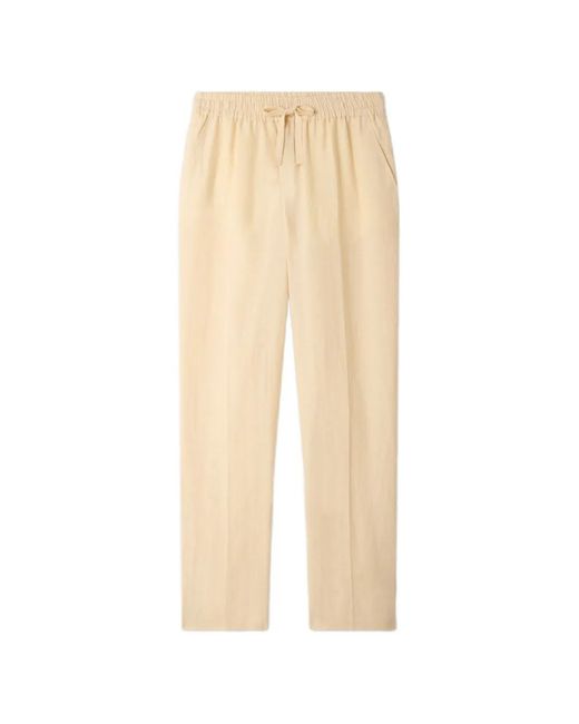 Sandro White Elasticated Linen Trousers for men
