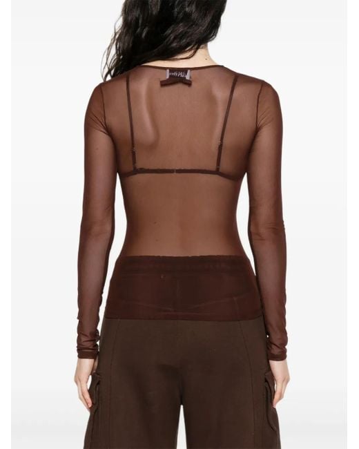 Haut En Mesh À Sequins Jean Paul Gaultier en coloris Brown