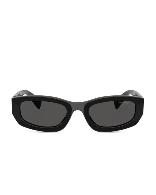 Miu Miu Black Eckige Sonnenbrille Mit Logo-Schild