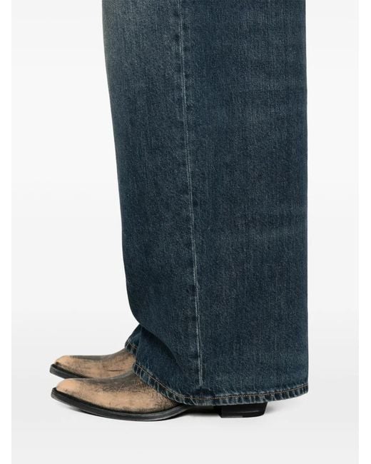 Haikure Blue Bethany Front-Button Wide-Leg Jeans