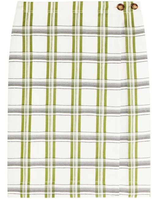 Victoria Beckham Green Check Wrap Skirt