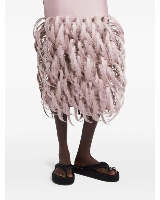 Balenciaga Pink Ribbon-Trim Midi Skirt