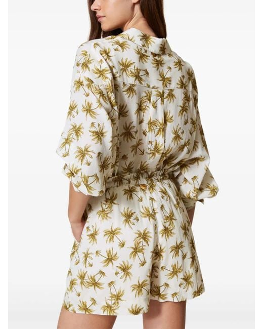 Twinset Metallic Palm Tree-Print Shorts