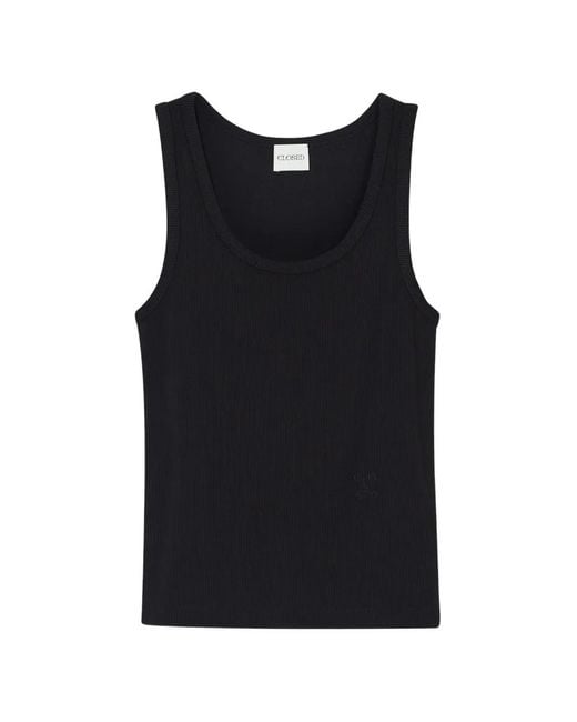 Closed Black Ribbed Tank Top