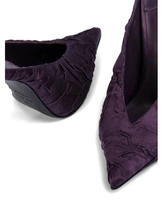 Le Silla Purple Clivage Ruched Silk-Satin Mules