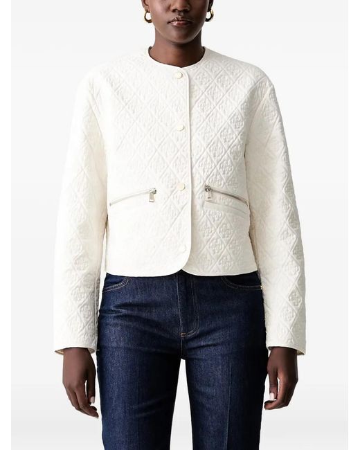 Guess White Logo Quilted Jacket