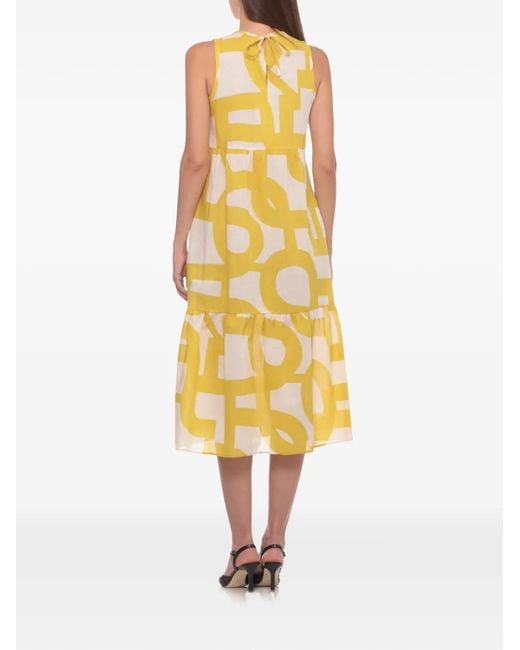 Emme Metallic Tabarin Patterned Sleeveless Midi Dress