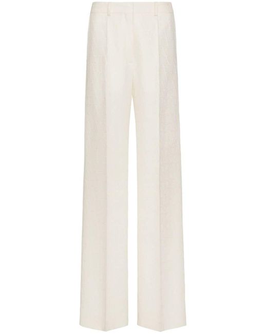 Valentino Garavani White Toile Iconograph-jacquard Crepe Couture Trousers
