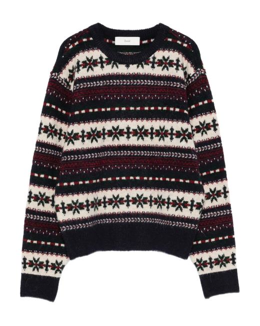 DUNST Black Fairisle-Pattern Crew-Neck Jumper