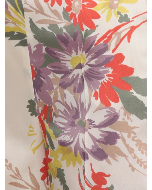 Emme White Floral-Print Straight-Leg Trousers