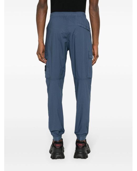 Stone Island Blue Compass-appliqué Tapered Cargo Trousers for men