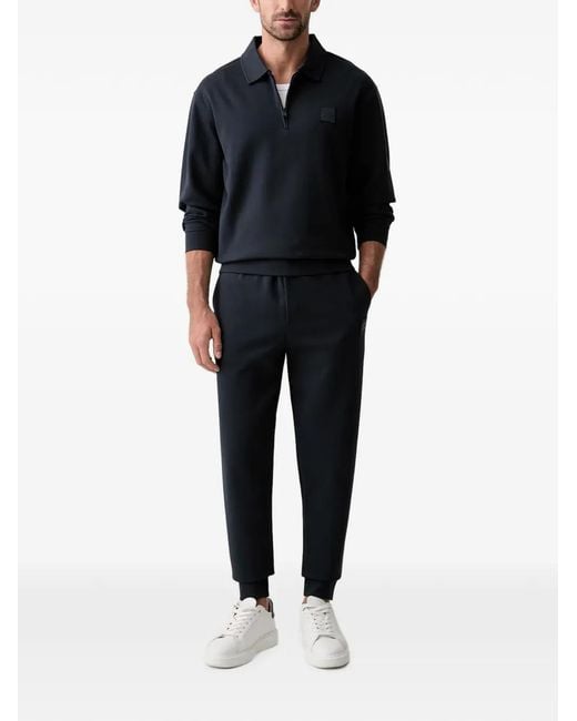 Joop! Black Logo-Patch Quarter-Zip Sweater for men