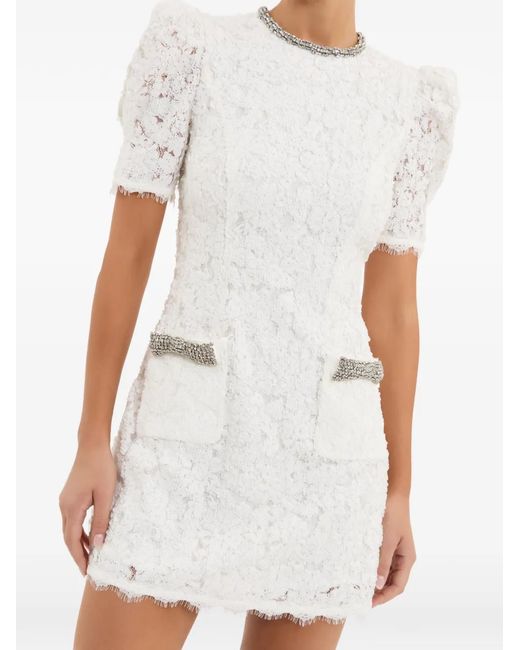 Rebecca Vallance White Dillon Laced Mini Dress