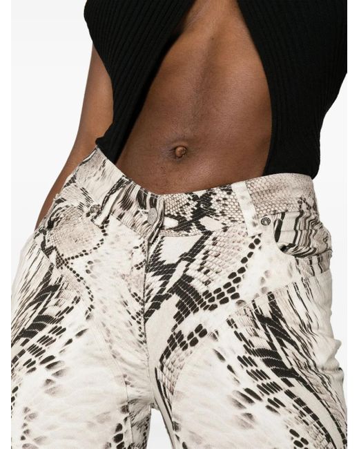 Mugler Broek Met Slangenleer-Effect in het White
