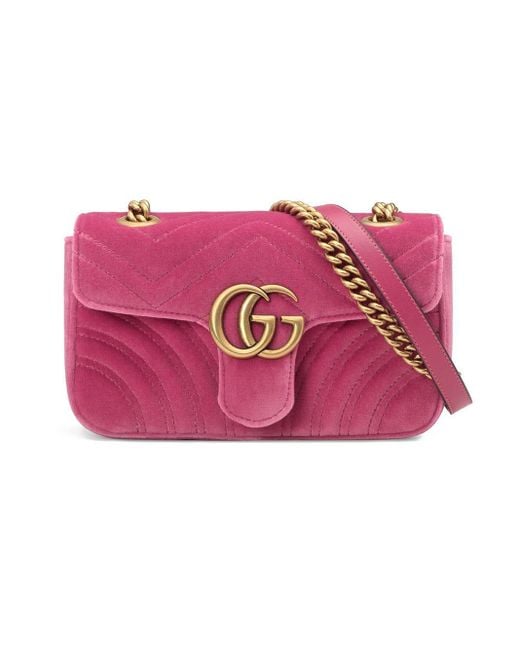 Gucci GG Marmont Mini Tasche aus Samt in Pink Lyst DE