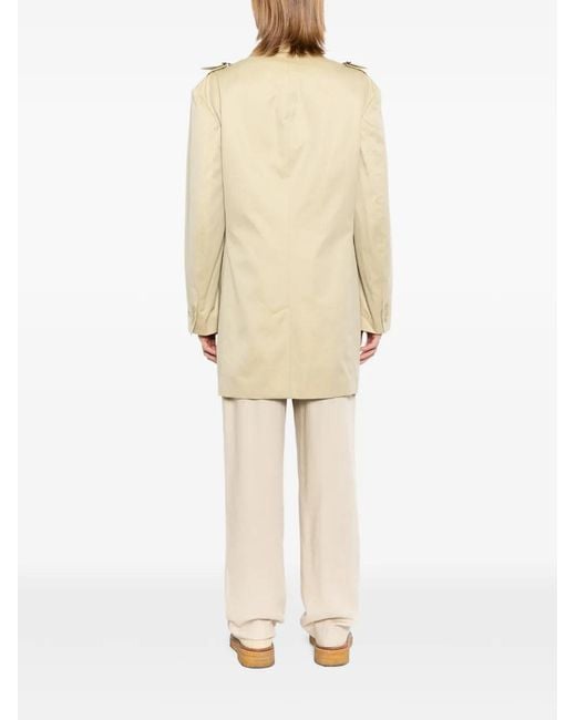 Yohji Yamamoto Natural Buckle-Detail Peaked-Lapel Blazer for men