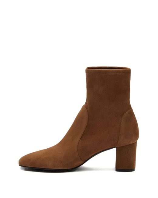 Stuart Weitzman Brown Lucie Block-Heel Boots