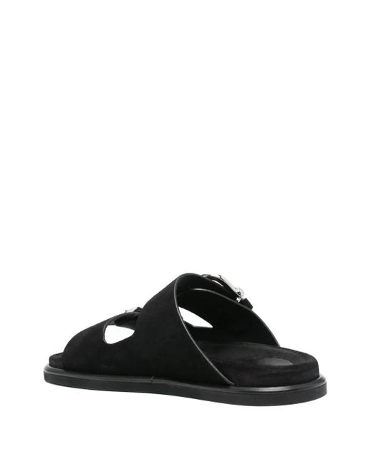P.A.R.O.S.H. Black Suede Flat Sandals