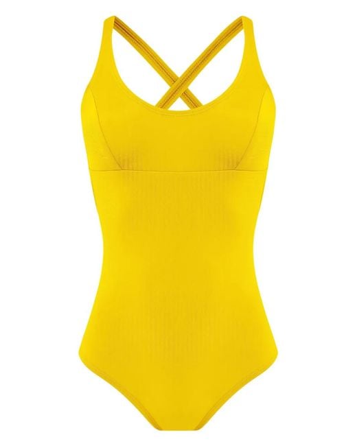 Amir Slama Yellow Criss-Cross Swimsuit