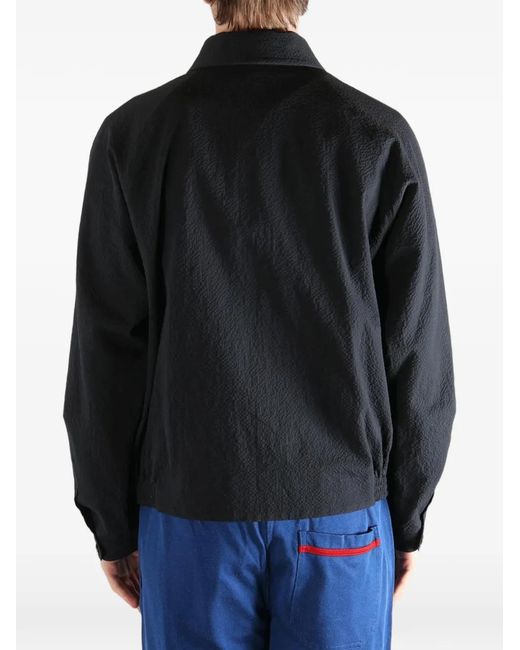 Bode Black Veste Bomber Seersucker Coach's for men