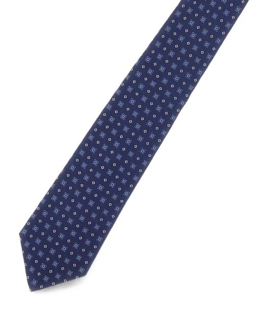 Kiton Blue Micro-Geometric Silk Tie for men