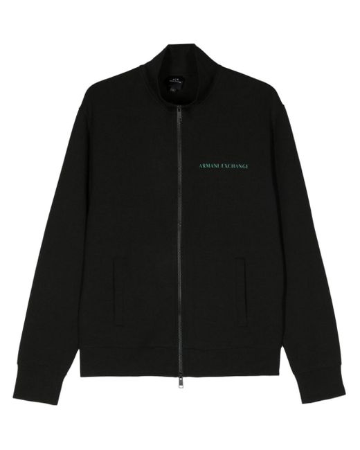 Armani Exchange Black Logo-print Zip-up Jacket for men