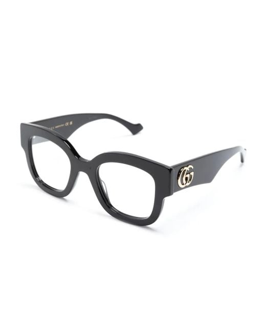Gucci Brown Double G Round-Frame Glasses