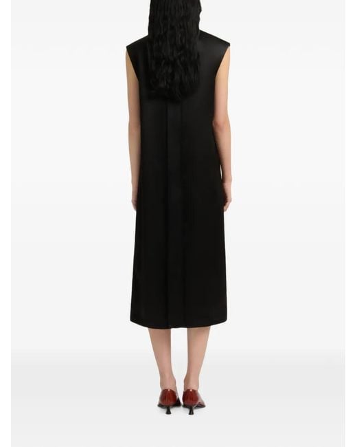 Marni Black Satin Dress With Crimson Flow Patches