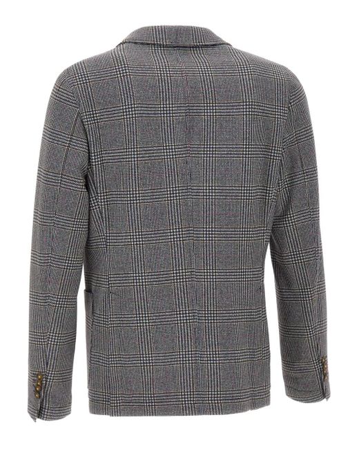 Manuel Ritz Gray Houndstooth-Pattern Blazer for men