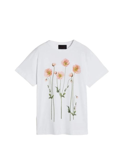 Simone Rocha White Poppy-Print T-Shirt