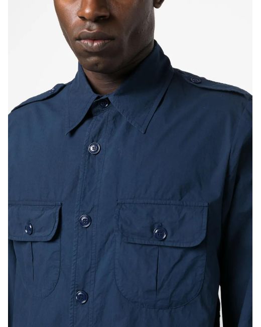 Aspesi Blue Long-Sleeve Cotton Shirt for men