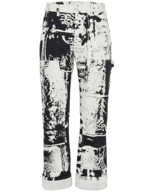 Alexander McQueen Cropped Jeans Met Print in het White voor heren
