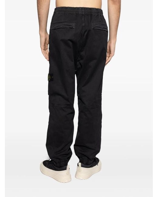 Stone Island Black Cargo-Pocket Elasticated-Waist Trousers for men
