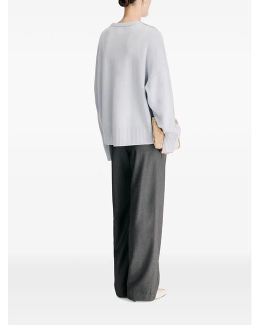 Loulou de Saison White Anton Crew-Neck Cashmere Sweater