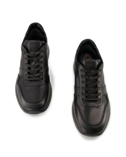 Tod's Black Leather Lace-Up Sneakers for men