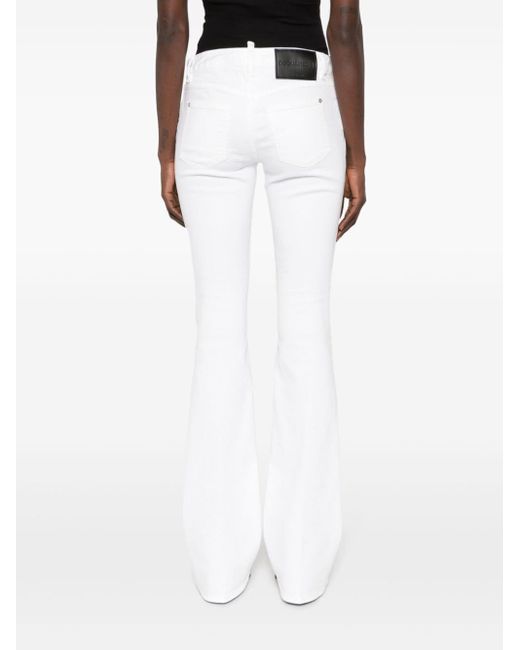 DSquared² Mid Waist Flared Jeans in het White