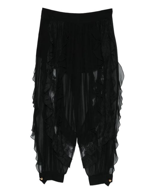 Zimmermann Black Rebellion Ruffled Lace Trousers