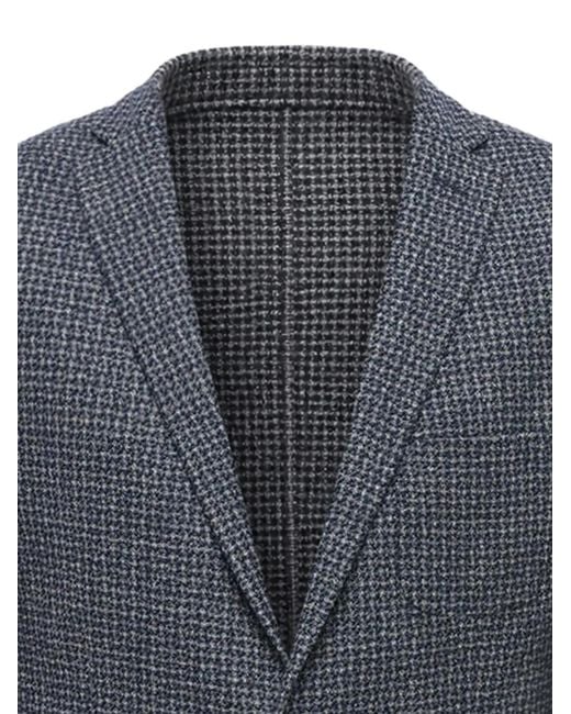 Corneliani Blue Checked Single-Breasted Blazer for men