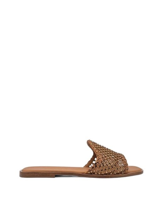 Le Silla Brown Sandales Gilda À Ornements En Cristal