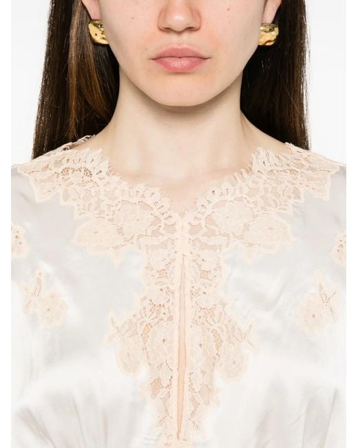 Doen White Junia Lace-Trim Mini Dress