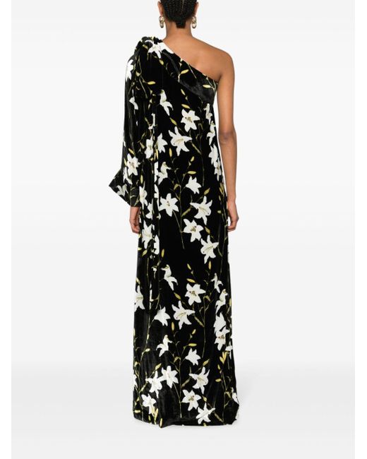 BERNADETTE Black Nel Floral-print One-shoulder Maxi Dress - Women's - Viscose/silk