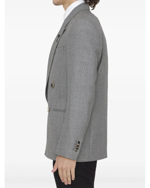 Lardini Gray Double-Breasted Wool Jacket for men