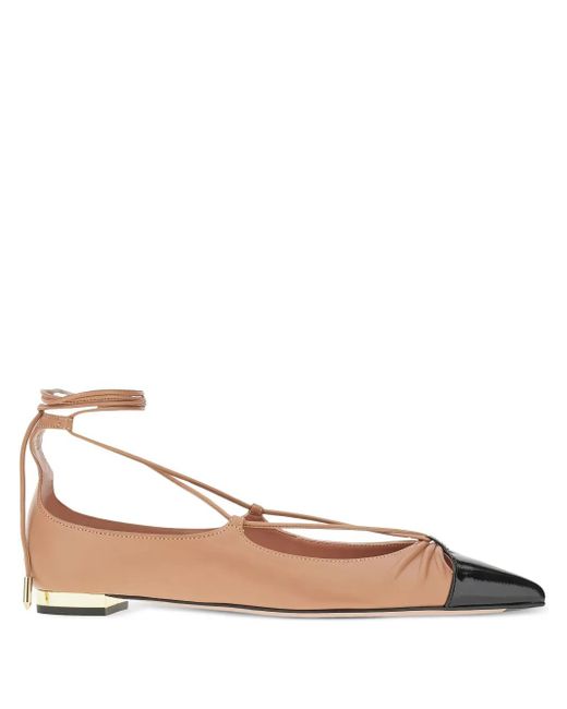 Aquazzura Natural Gabi Ballerinas mit spitzer Kappe